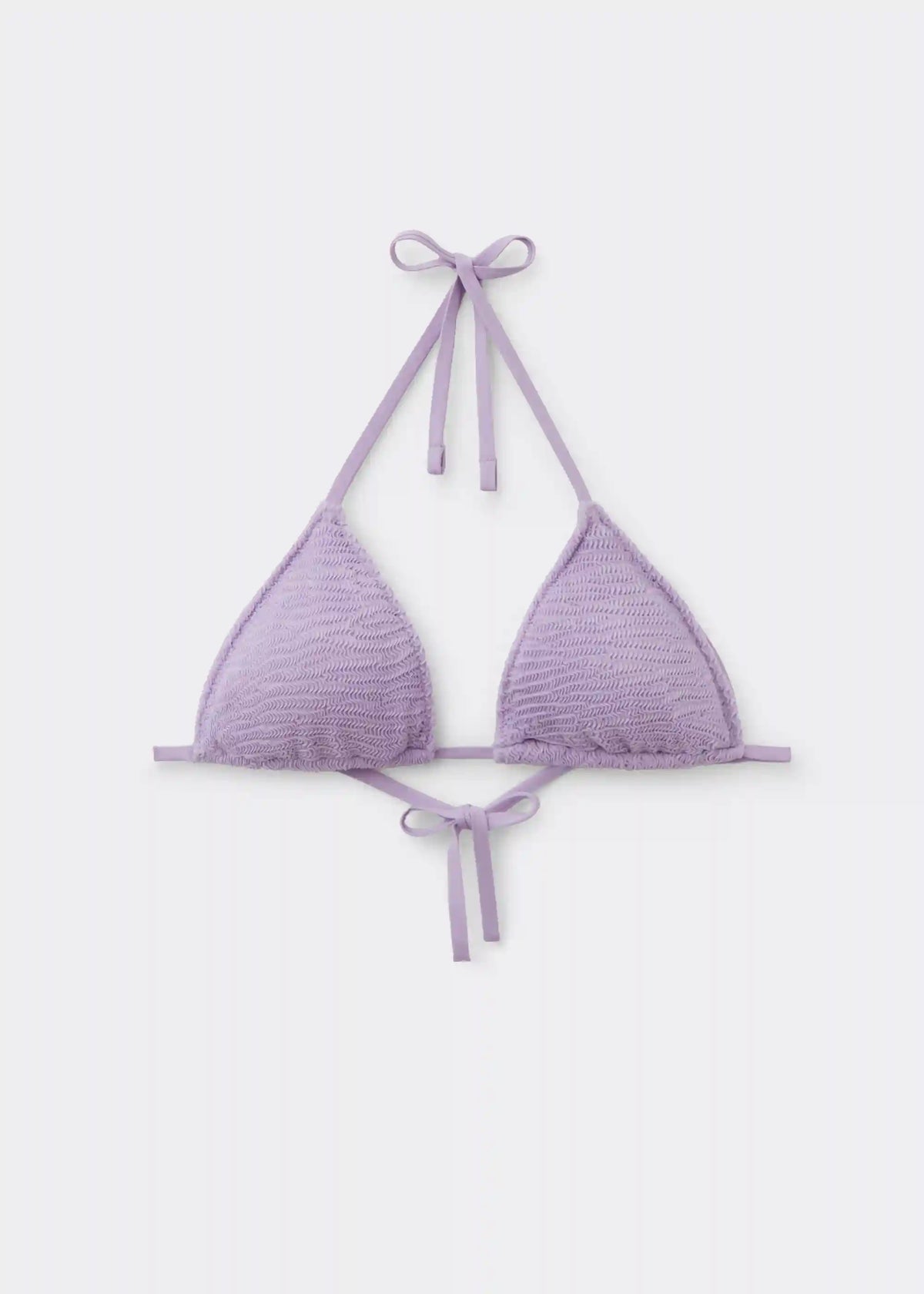 Removable Padding Triangle Swimsuit Top Crinkle Waves