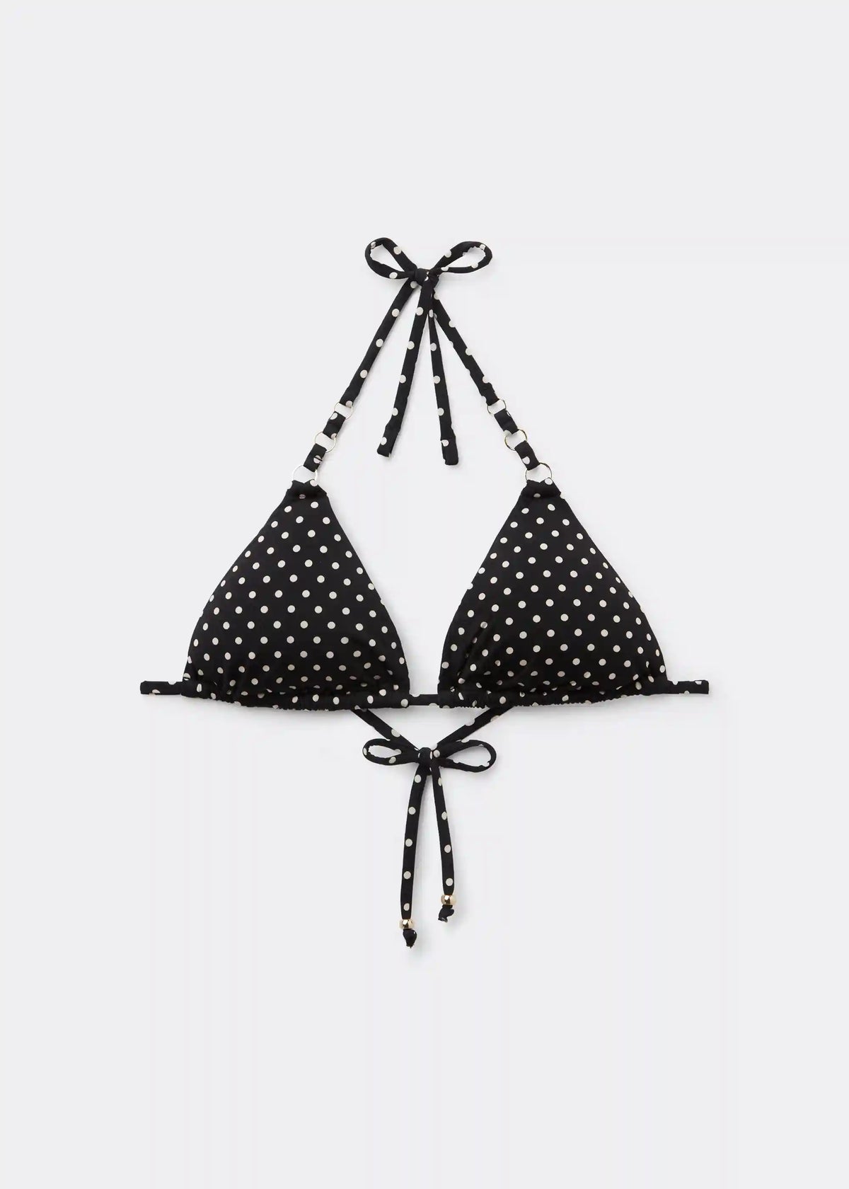 Polka Dot Black Triangle Bikini Top