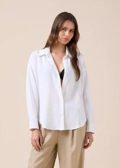 Cropped Linen and Viscose Shirt