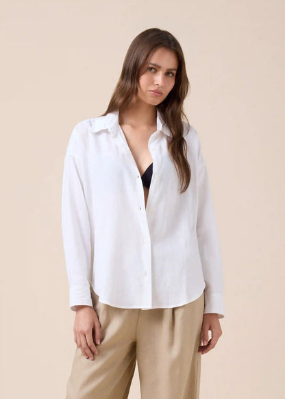 Cropped Linen and Viscose Shirt