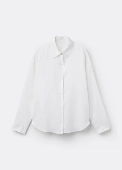 Cropped Linen and Viscose Shirt