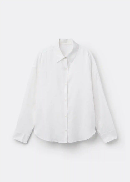 Cropped Linen and Viscose Shirt