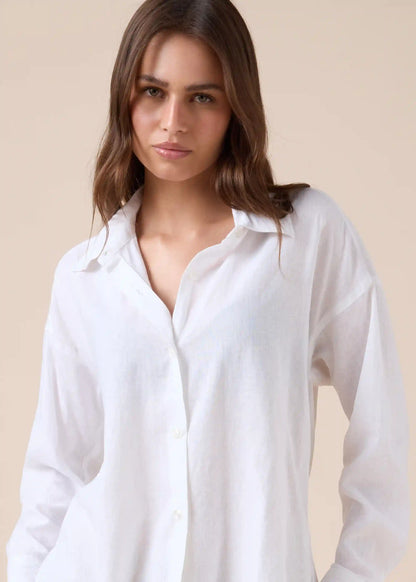 Cropped Linen and Viscose Shirt
