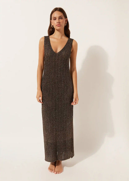 Crocheted Lamé Maxi Dress