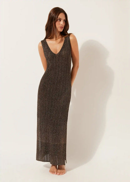 Crocheted Lamé Maxi Dress