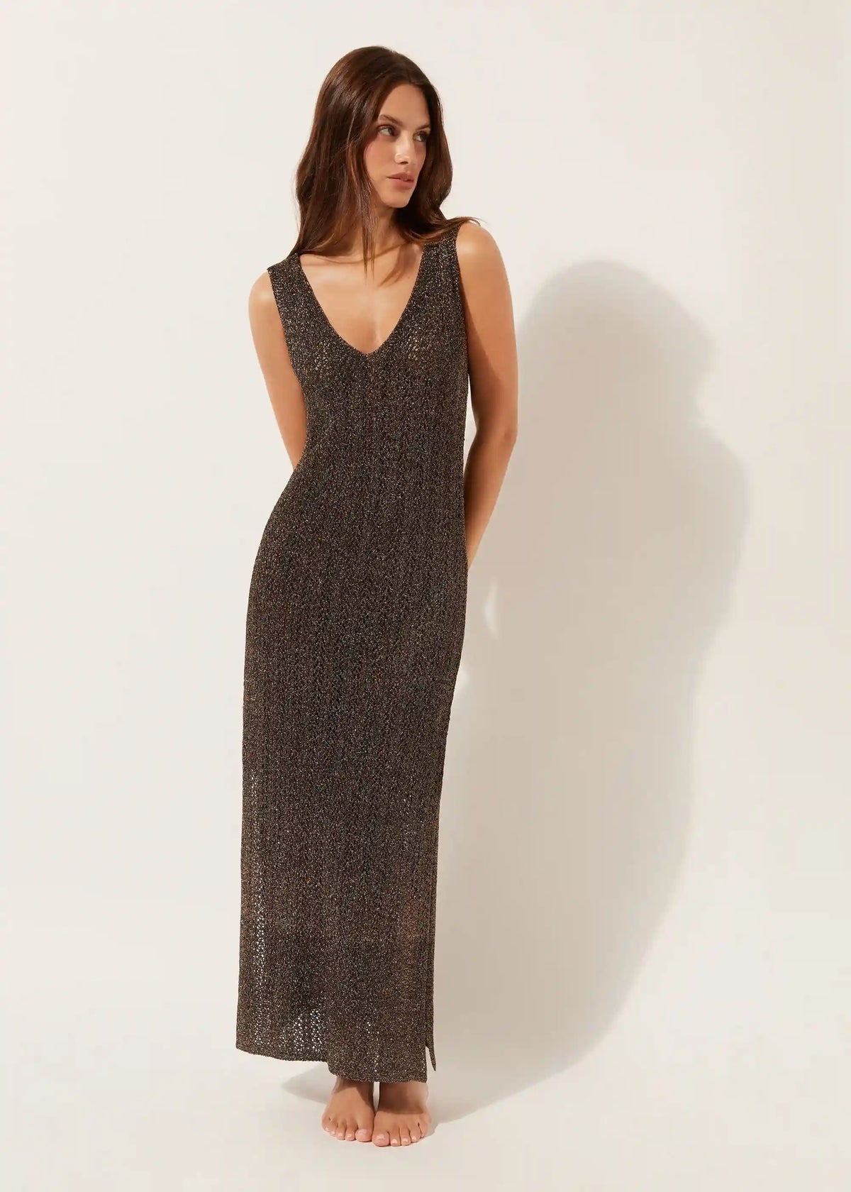 Crocheted Lamé Maxi Dress