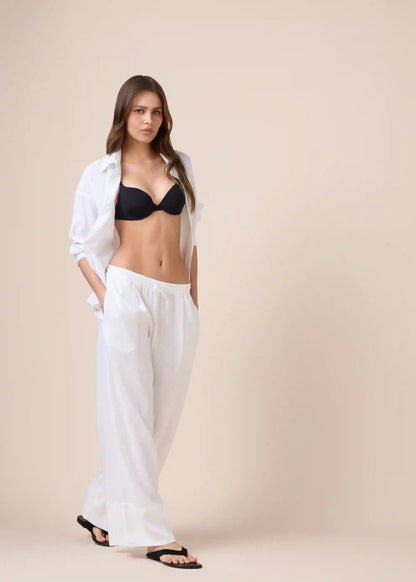Linen and Viscose Palazzo Pants