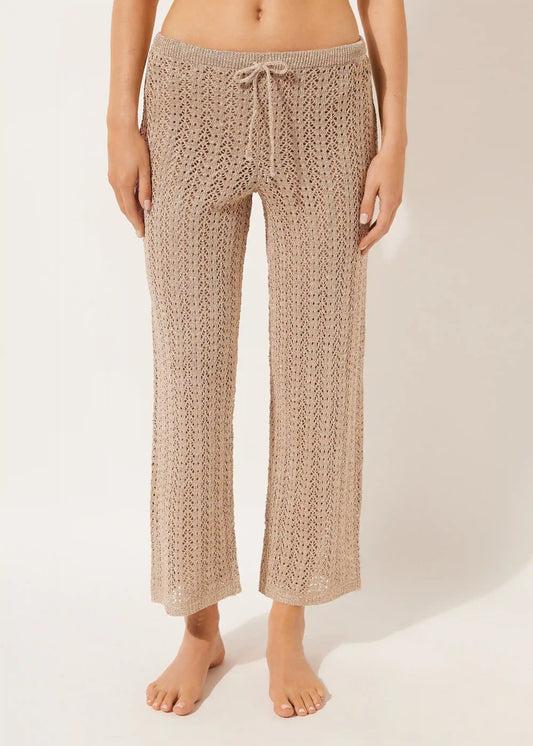 Long Crocheted Lamé Pants