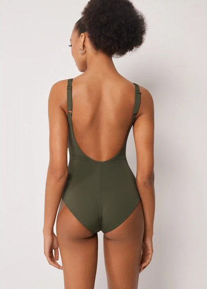 Slimming One-Piece Swimsuit Elegant Draping