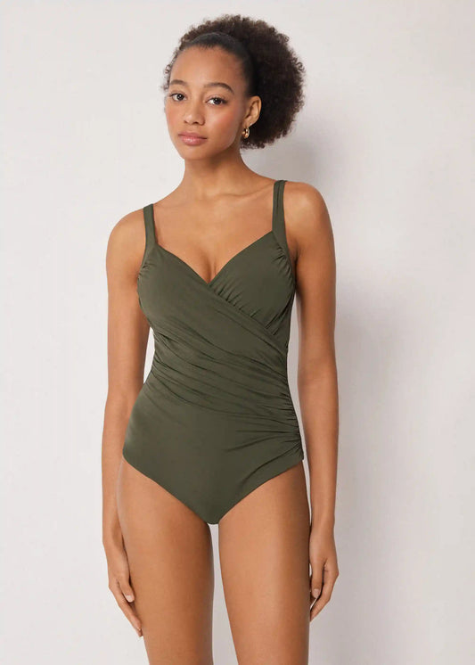 Slimming One-Piece Swimsuit Elegant Draping