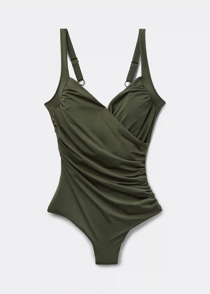 Slimming One-Piece Swimsuit Elegant Draping