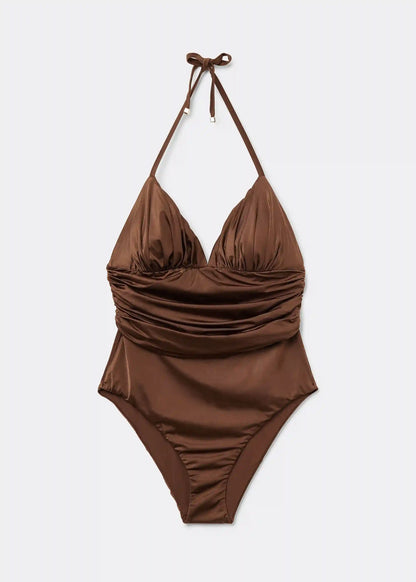 One Piece Swimsuit Shiny Satin