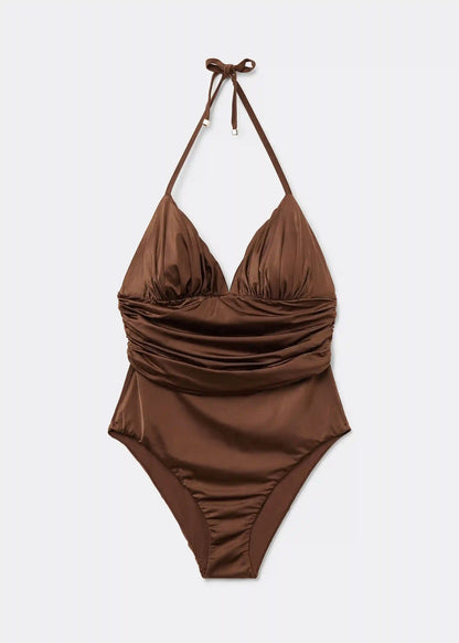 One Piece Swimsuit Shiny Satin