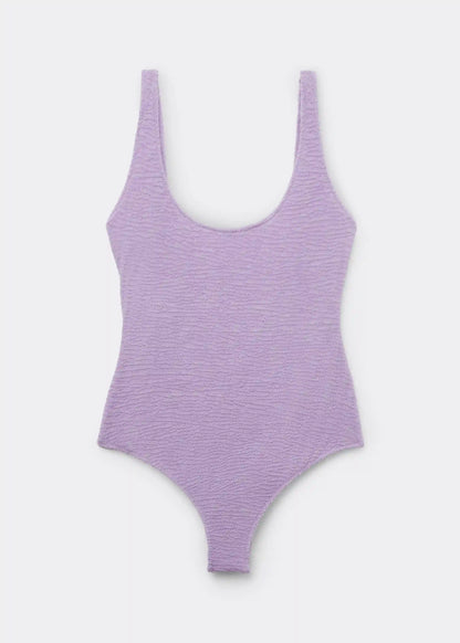 High Cut One Piece Swimsuit Crinkle Waves