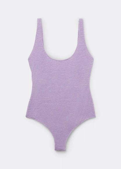 High Cut One Piece Swimsuit Crinkle Waves