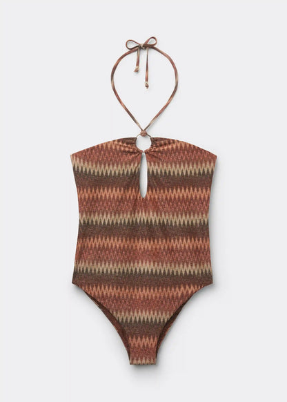One Piece Swimsuit Golden Chevron