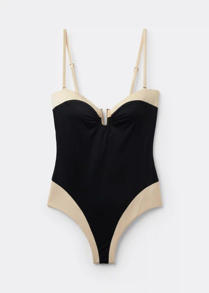 One Piece Swimsuit Elegant Bicolor