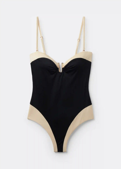 One Piece Swimsuit Elegant Bicolor