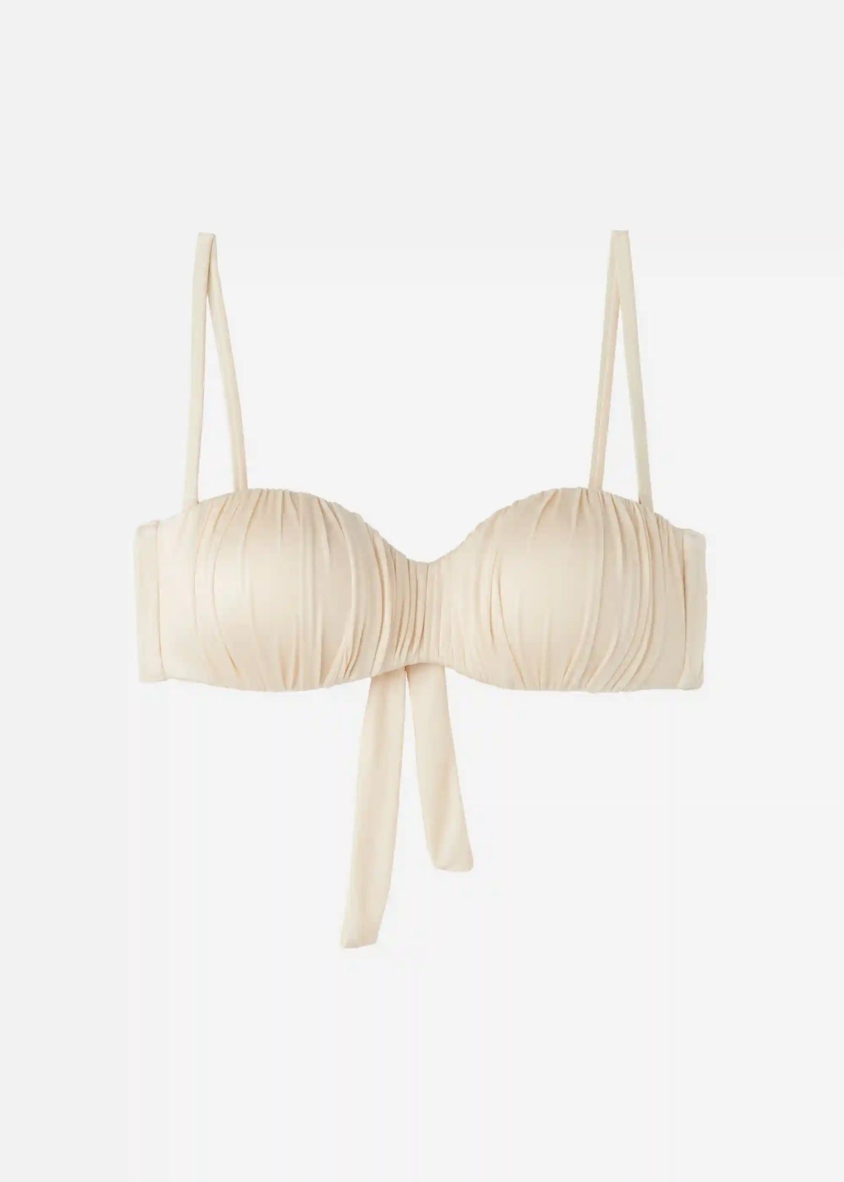 Graduated Padded Bandeau Swimsuit Top Shiny Satin