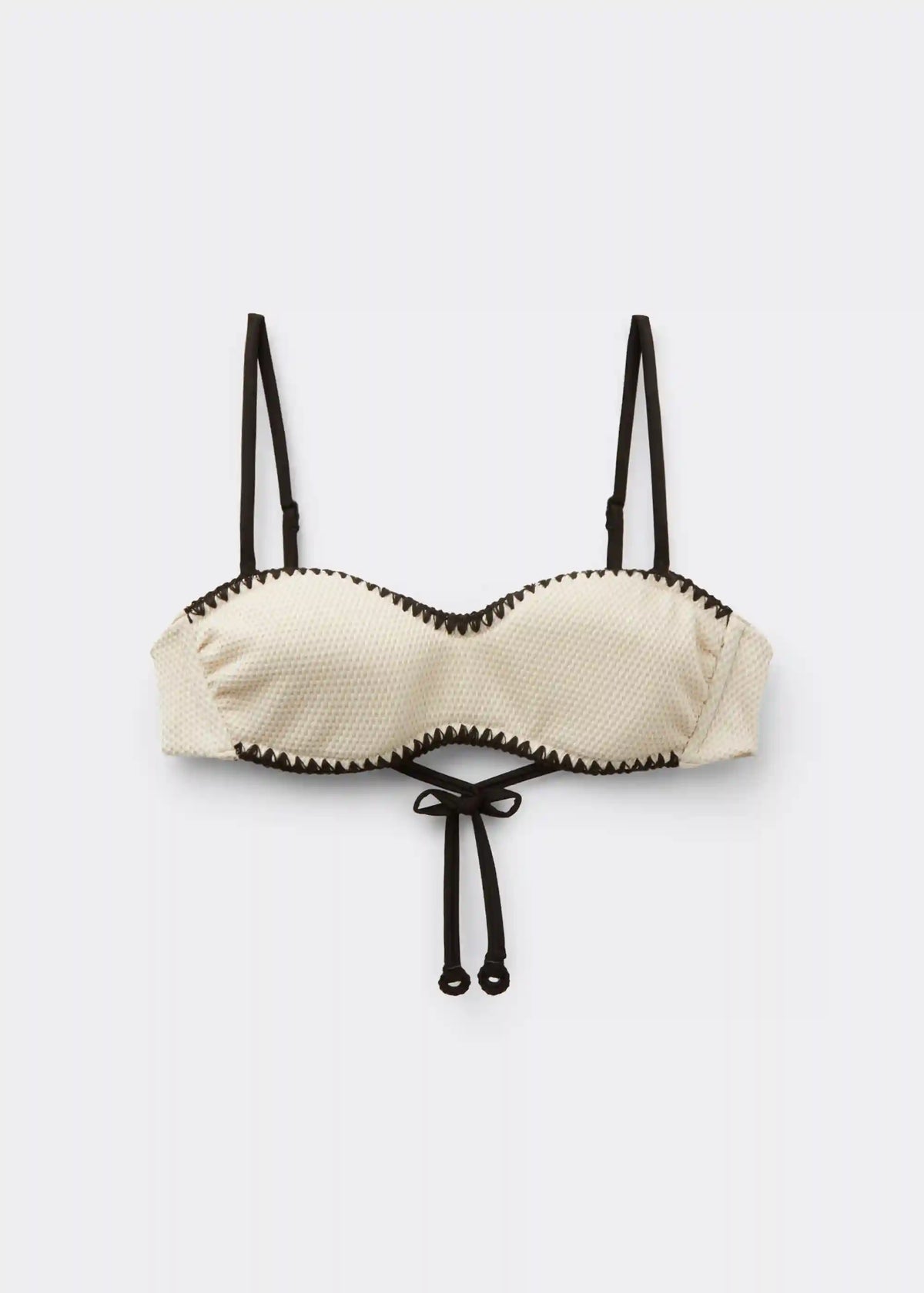 Bandeau Swimsuit Top Bicolor Embroidery