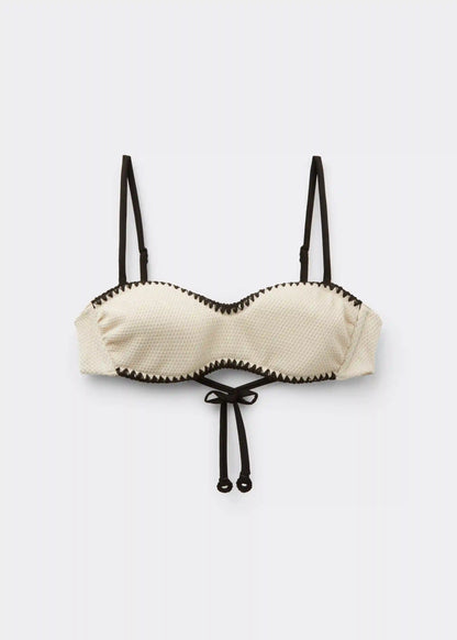 Bandeau Swimsuit Top Bicolor Embroidery
