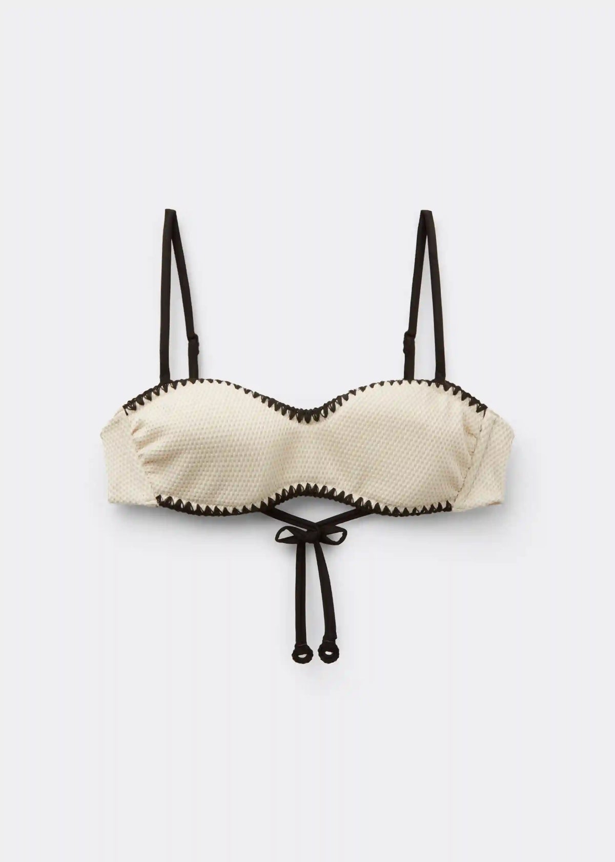 Bandeau Swimsuit Top Bicolor Embroidery