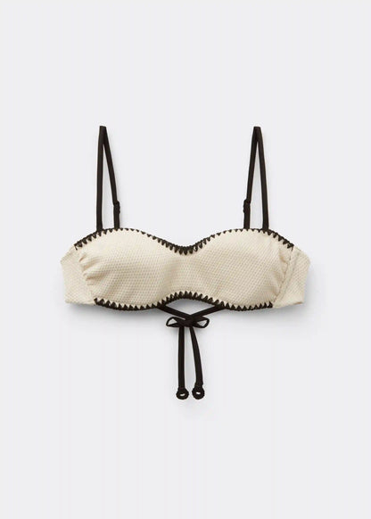 Bandeau Swimsuit Top Bicolor Embroidery