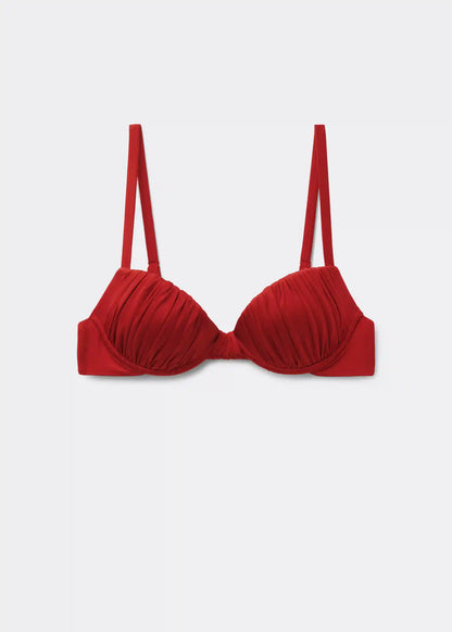 Shiny Satin Padded Push-Up Bikini Top