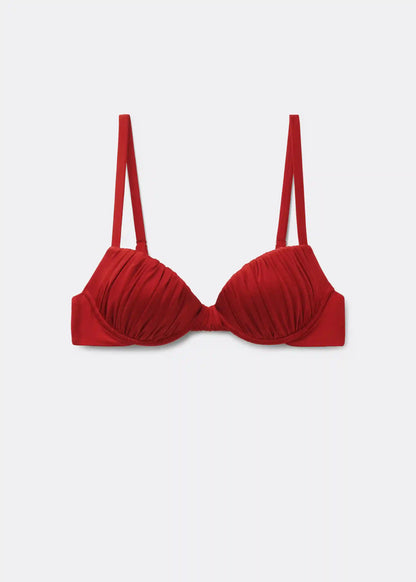 Shiny Satin Padded Push-Up Bikini Top