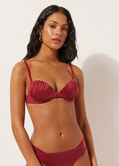 Shiny Satin Padded Push-Up Bikini Top