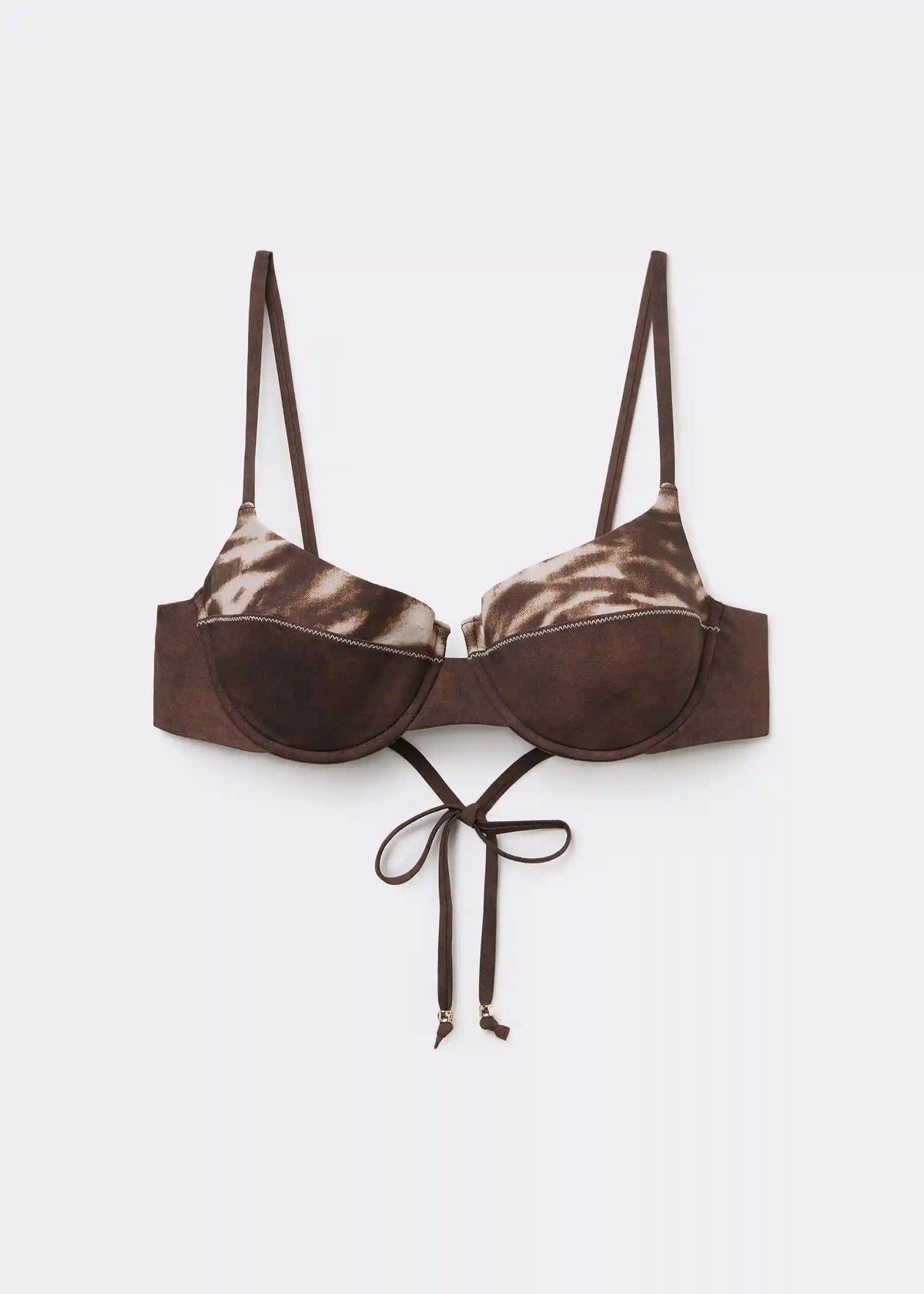 Push Up Swimsuit Top Brown Suede
