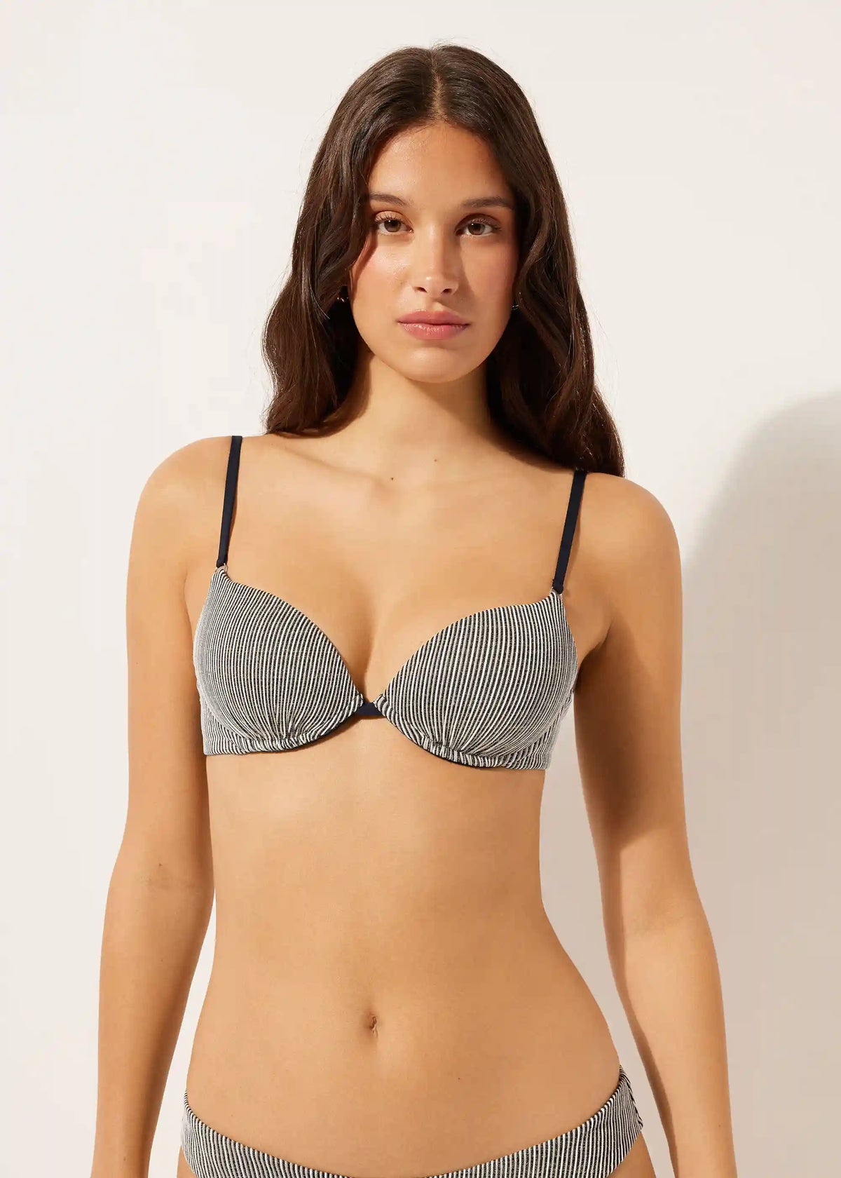Push-Up Swimsuit Top Golden Stripes