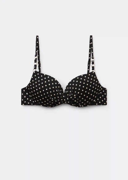 Polka Dot Black Super Push-Up Bikini Top