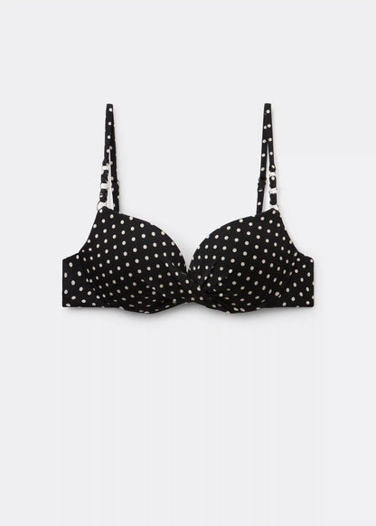 Polka Dot Black Super Push-Up Bikini Top