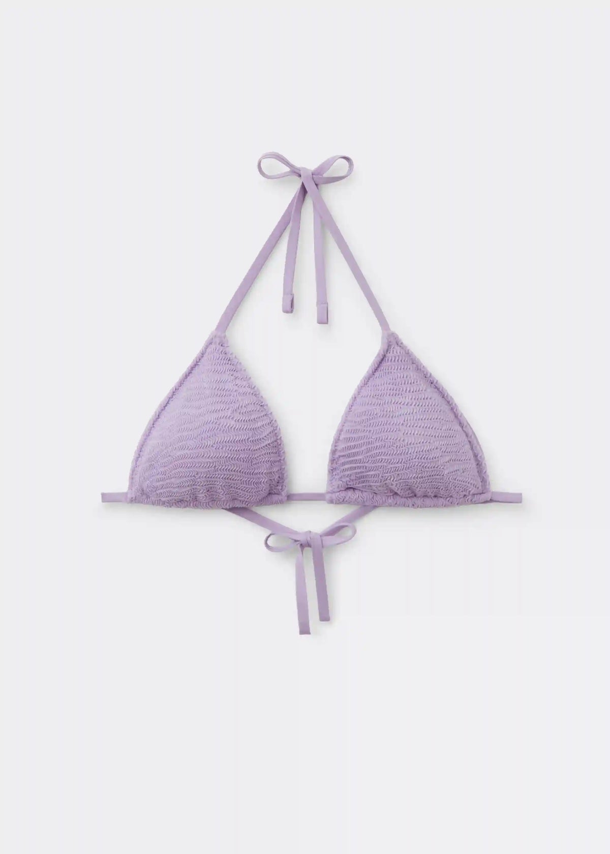 Removable Padding Triangle Swimsuit Top Crinkle Waves