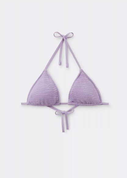Removable Padding Triangle Swimsuit Top Crinkle Waves