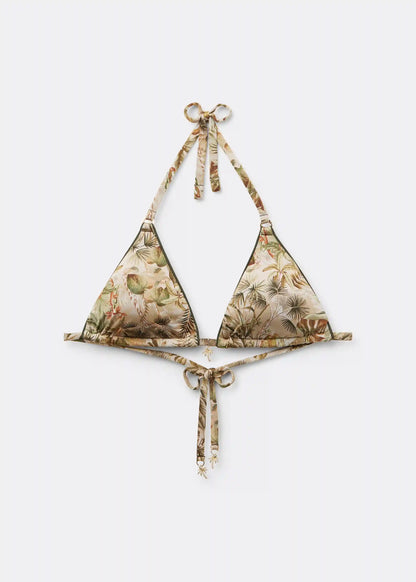 Tropical Foliage Triangle Swimsuit Top