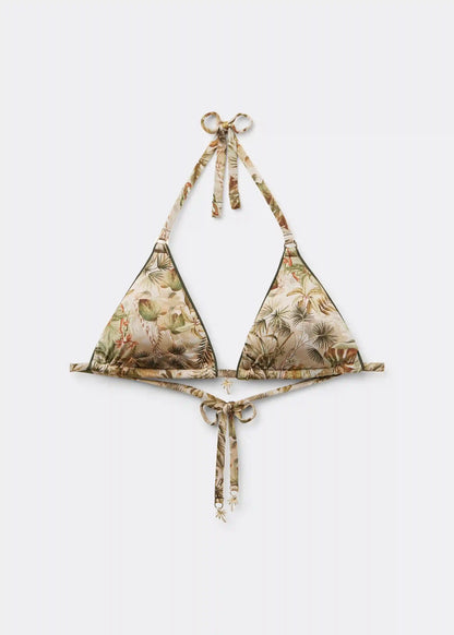Tropical Foliage Triangle Swimsuit Top