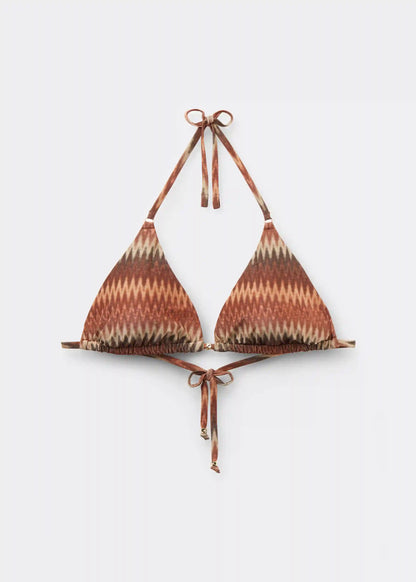Golden Chevron Triangle Swimsuit Top