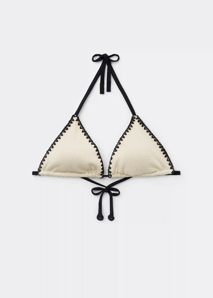 Triangle Swimsuit Top Bicolor Embroidery