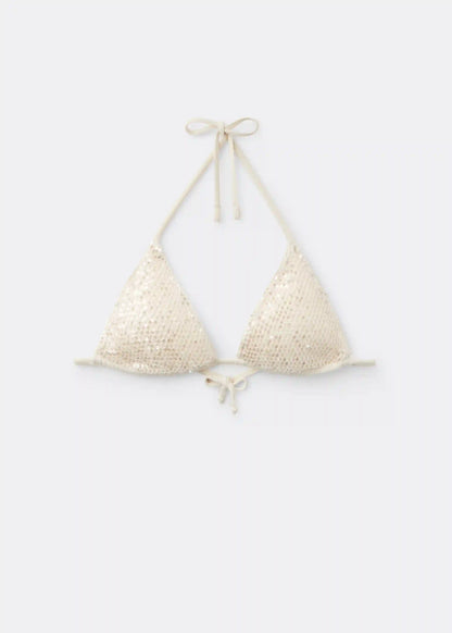 Triangle Swimsuit Top Sequin Net