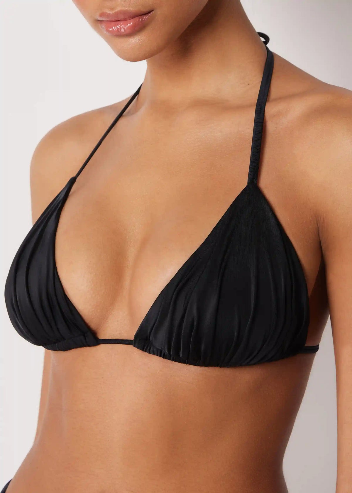 Shiny Satin Triangle Bikini Top