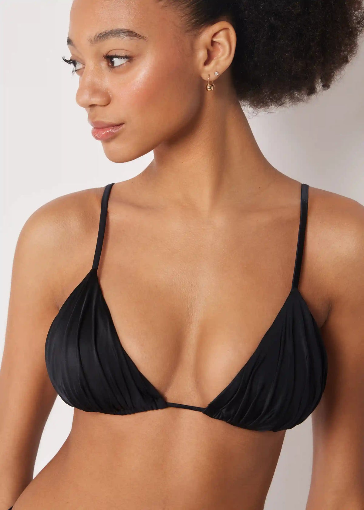 Shiny Satin Triangle Bikini Top