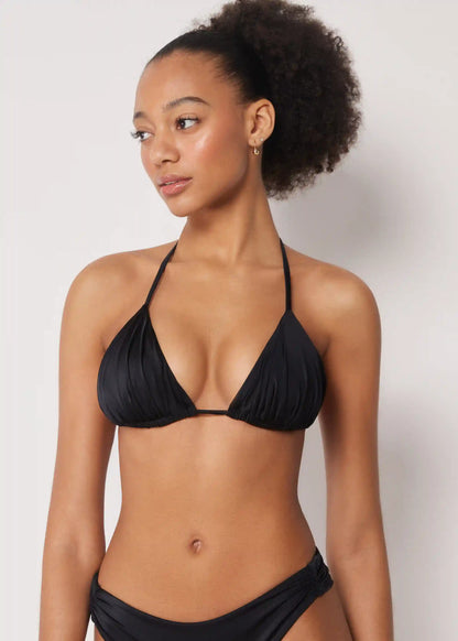 Shiny Satin Triangle Bikini Top