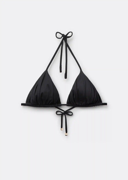 Shiny Satin Triangle Bikini Top