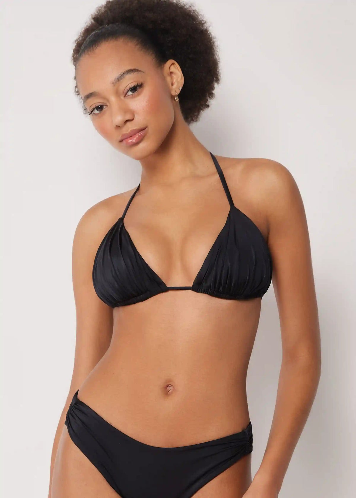 Shiny Satin Triangle Bikini Top