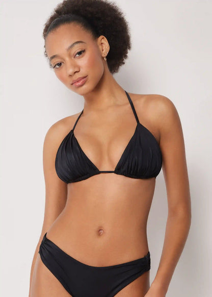 Shiny Satin Triangle Bikini Top
