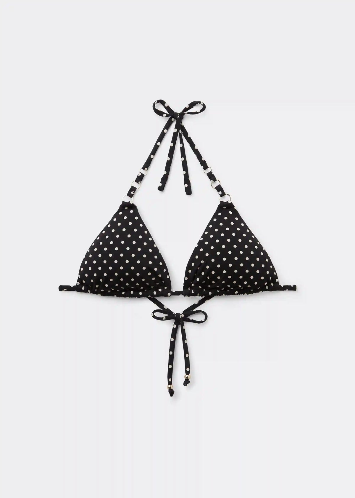 Polka Dot Black Triangle Bikini Top