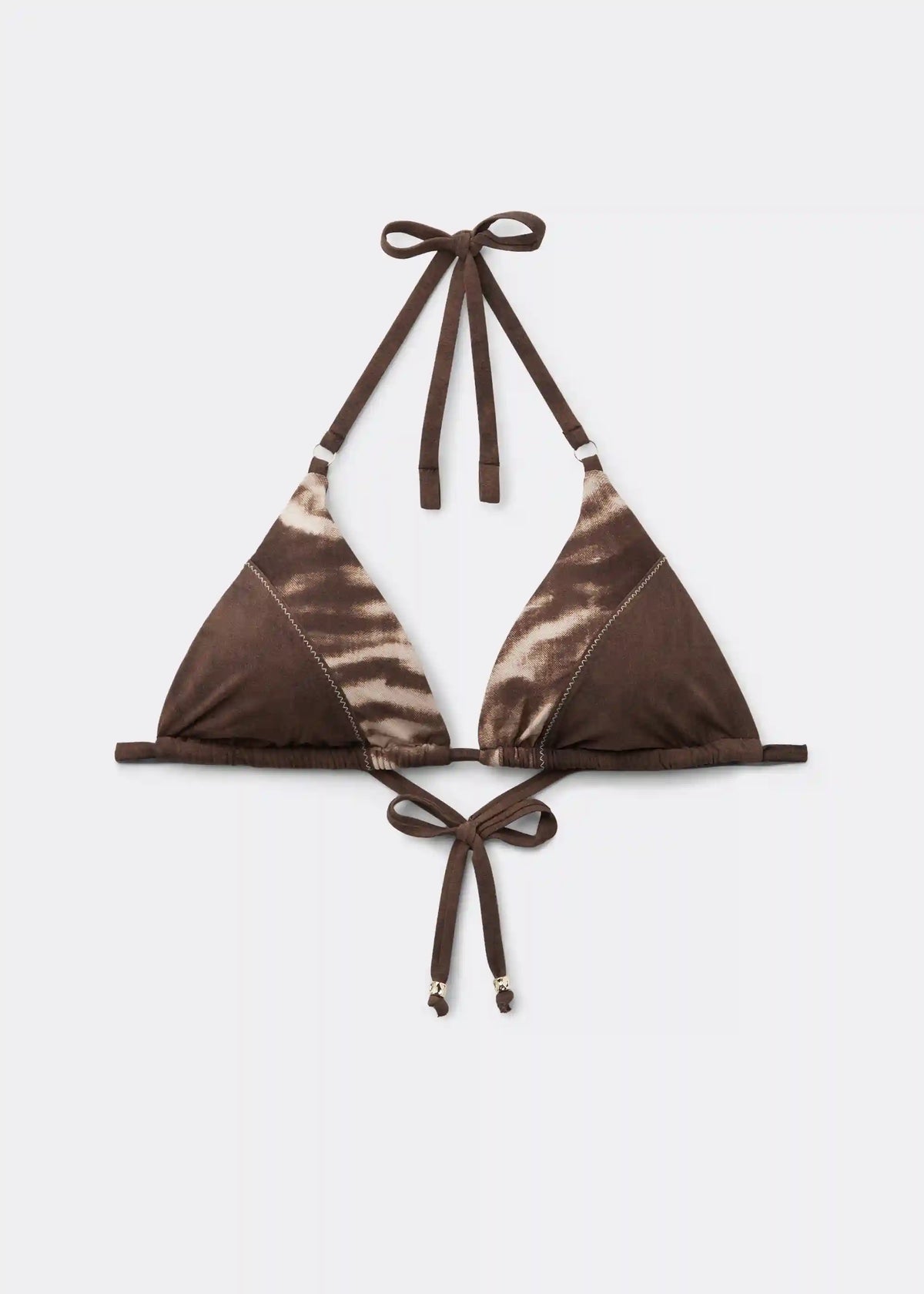 Brown Suede Triangle Bikini Top