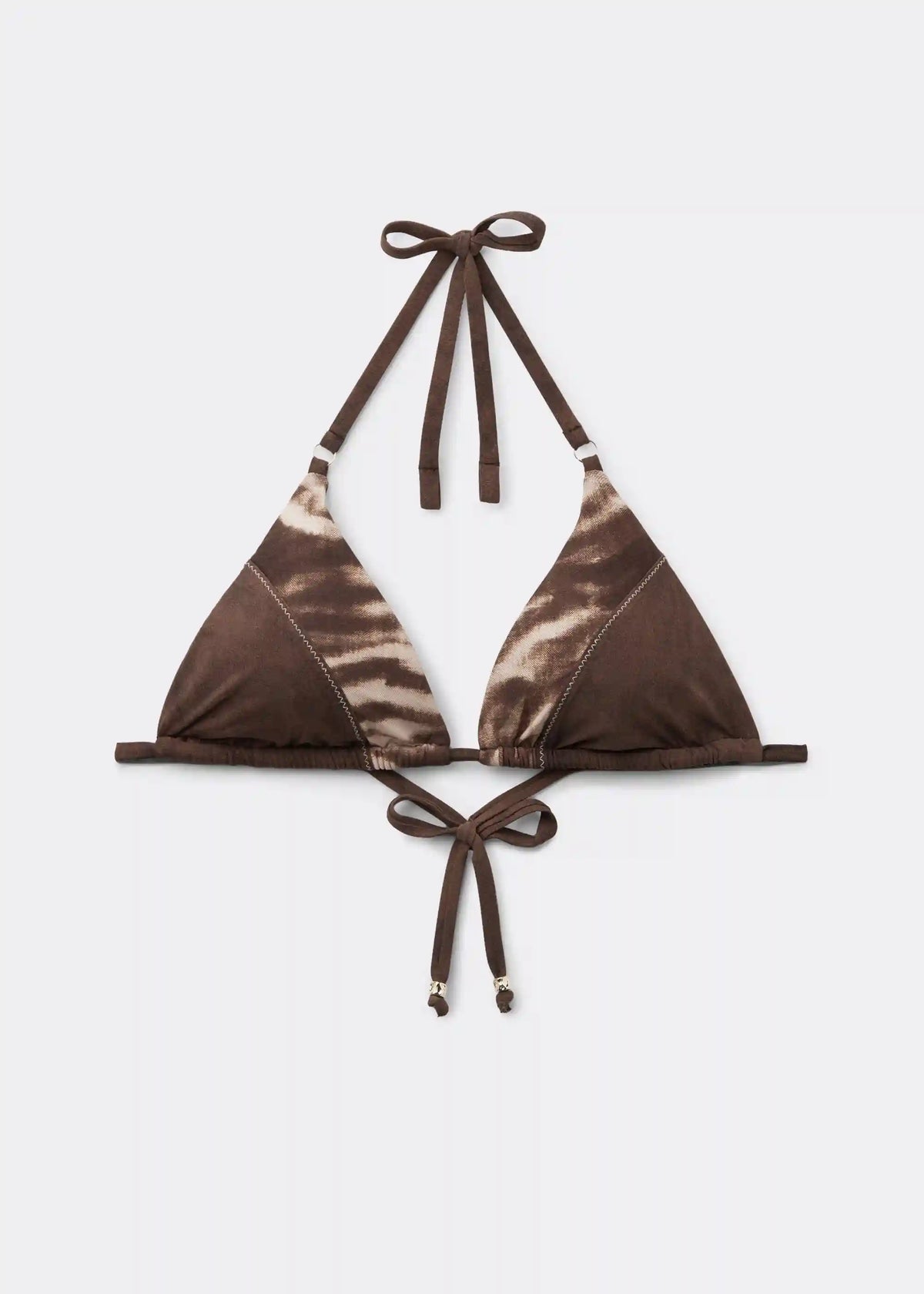 Brown Suede Triangle Bikini Top